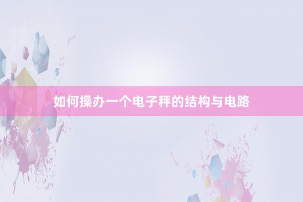 如何操办一个电子秤的结构与电路