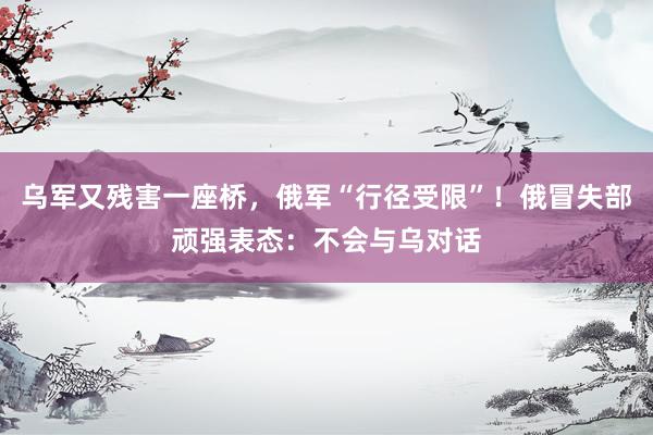 乌军又残害一座桥，俄军“行径受限”！俄冒失部顽强表态：不会与乌对话